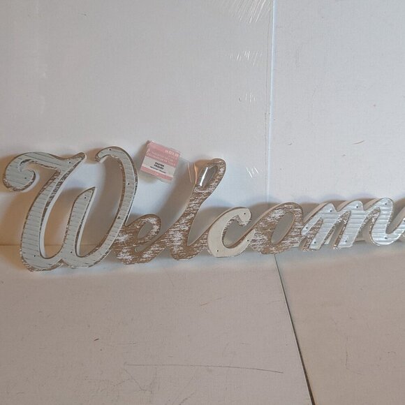 NWT Primitive Welcome Wood Sign Rustic Farmhouse Decor Ashland Michaels Holidays - Picture 1 of 8